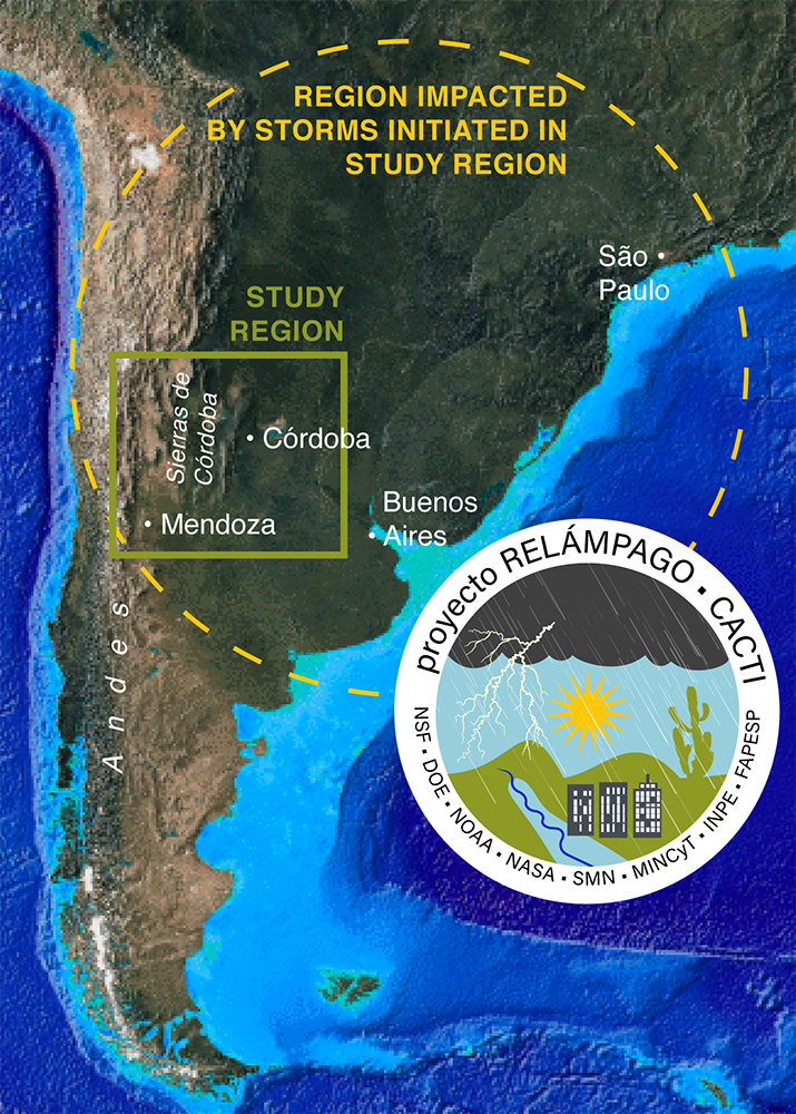 The study of the world‘s strongest thunderstorms will bring researchers to an atmospherically volatile region in South America. (Graphic courtesy of Steve Nesbitt.)